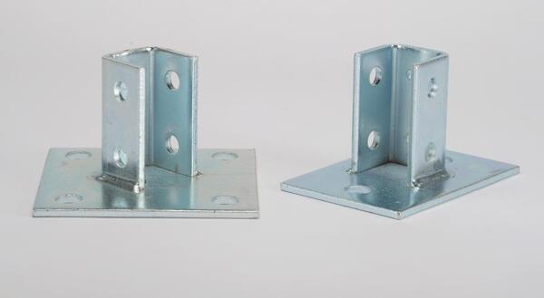 P100000EG SINGLE CHANNEL POST BASE (4 X 6) - 2 HOLE SQUARE EG (3-1/2 HIGH) - SOLD PER PIECE